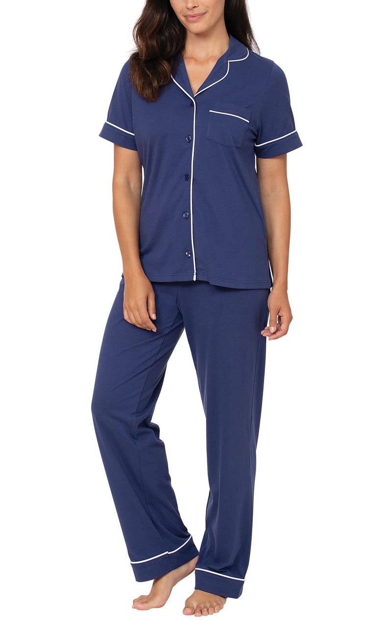 PajamaGram بيجاما غرام بيجاما ناعمة للنساء - بي جيز للنساء، أزرق داكن، MD - Image 1